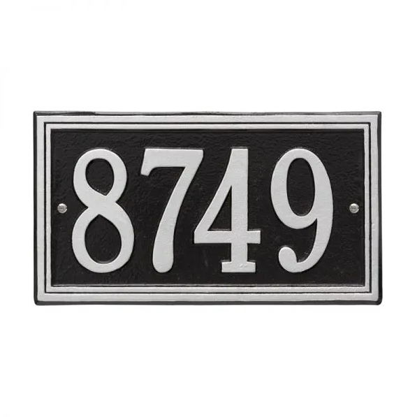 Whitehall 6101 Arch Marker Estate Lawn Address Plaque in Black and Silver