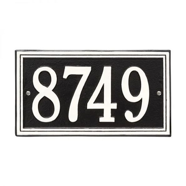 Whitehall 6101 Arch Marker Estate Lawn Address Plaque in Black and White