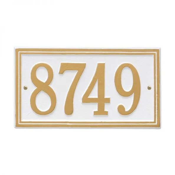 Whitehall 6101 Arch Marker Estate Lawn Address Plaque in White and Gold