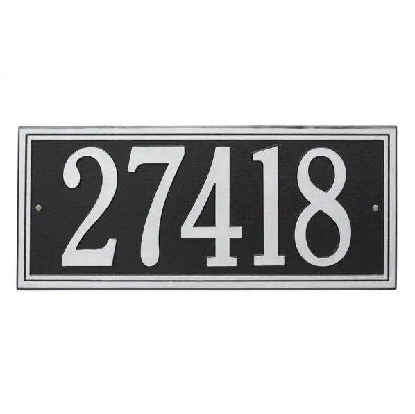 Whitehall 6106 Arch Marker Estate Lawn Address Plaque in Black and Silver