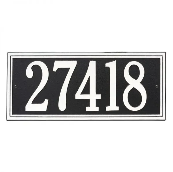 Whitehall 6106 Arch Marker Estate Lawn Address Plaque in Black and White