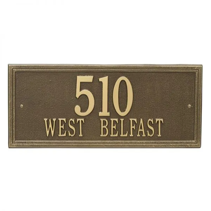 Whitehall 6107 Arch Marker Estate Lawn Address Plaque in Antique Brass