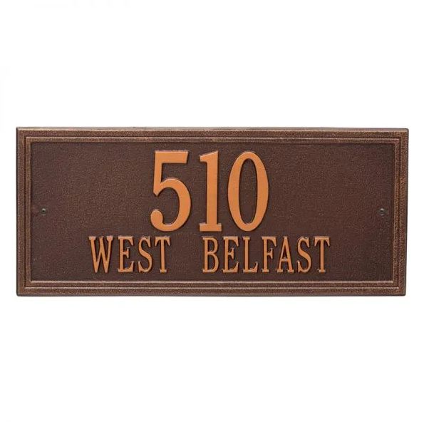 Whitehall 6107 Arch Marker Estate Lawn Address Plaque in Antique Copper