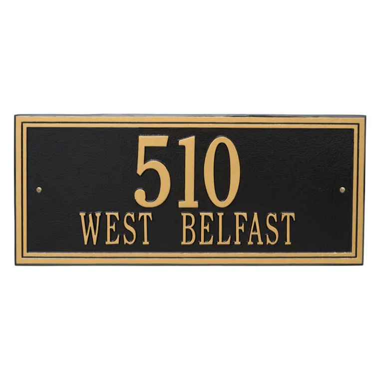 Whitehall 6107 Arch Marker Estate Lawn Address Plaque in Black and Gold