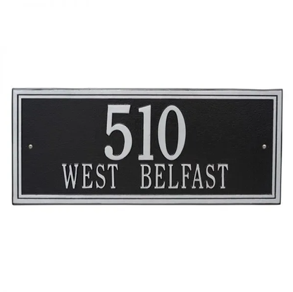 Whitehall 6107 Arch Marker Estate Lawn Address Plaque in Black and Silver