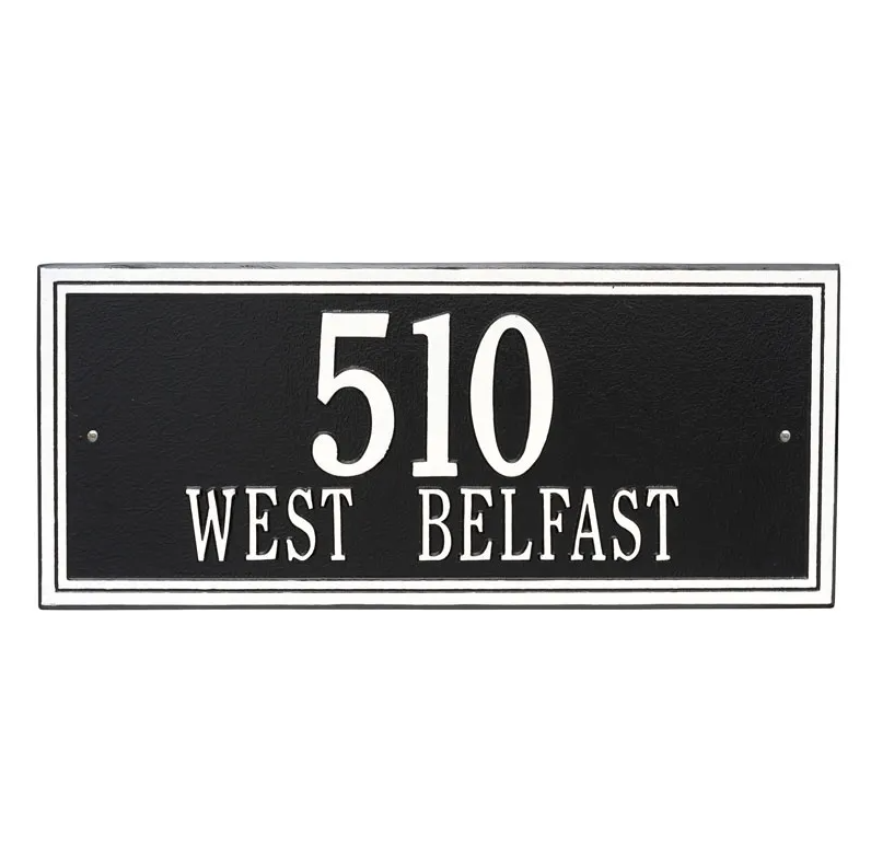 Whitehall 6107 Arch Marker Estate Lawn Address Plaque in Black and White