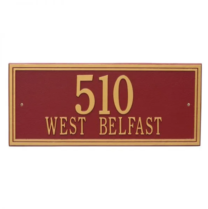 Whitehall 6107 Arch Marker Estate Lawn Address Plaque in Red and Gold