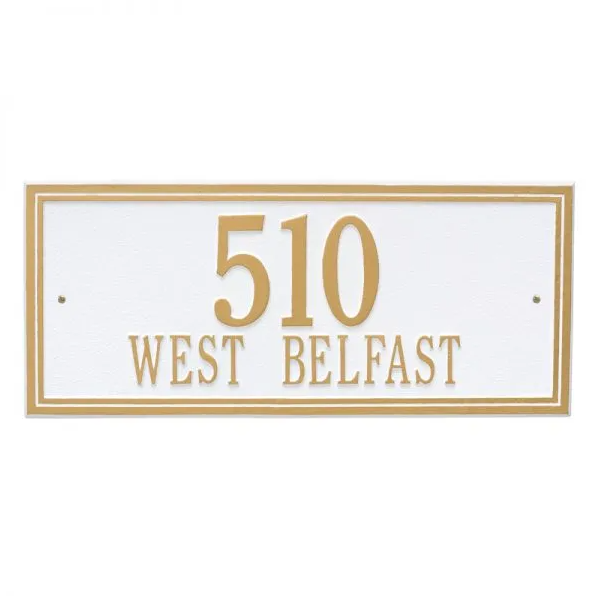 Whitehall 6107 Arch Marker Estate Lawn Address Plaque in White and Gold