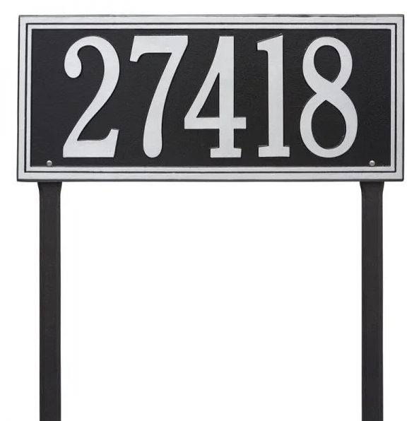 Whitehall 6114 Arch Marker Estate Lawn Address Plaque in Black and Silver