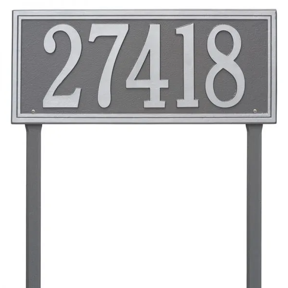 Whitehall 6114 Arch Marker Estate Lawn Address Plaque in Pewter and Silver
