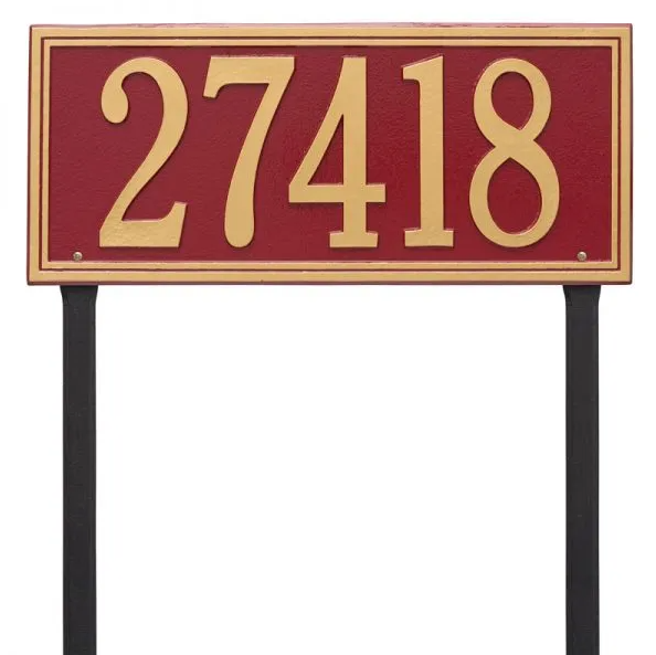 Whitehall 6114 Arch Marker Estate Lawn Address Plaque in Red and Gold