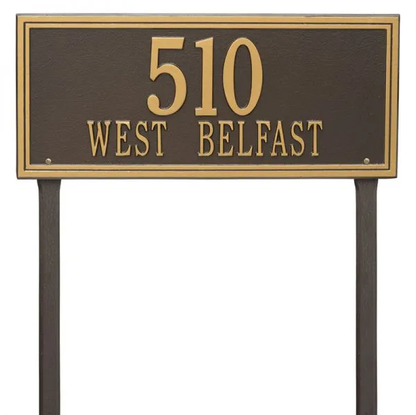 Whitehall 6115 Arch Marker Estate Lawn Address Plaque in Bronze and Gold