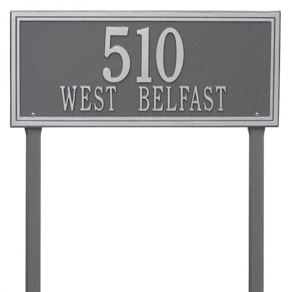 Whitehall 6115 Arch Marker Estate Lawn Address Plaque in Pewter and Silver