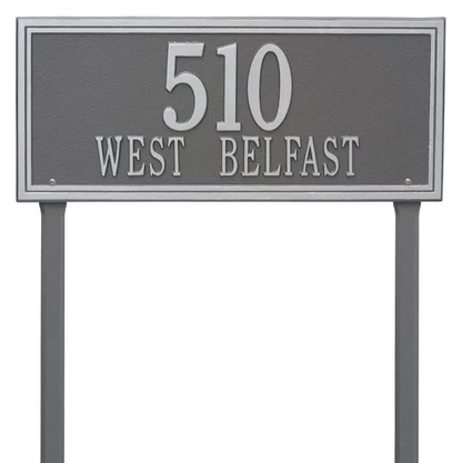 Whitehall 6115 Arch Marker Estate Lawn Address Plaque in Pewter and Silver
