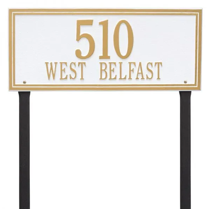 Whitehall 6115 Arch Marker Estate Lawn Address Plaque in Black and White