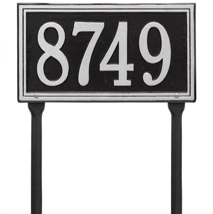 Whitehall 6122 Arch Marker Estate Lawn Address Plaque in Black and Silver