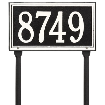 Whitehall 6122 Arch Marker Estate Lawn Address Plaque in Black and White
