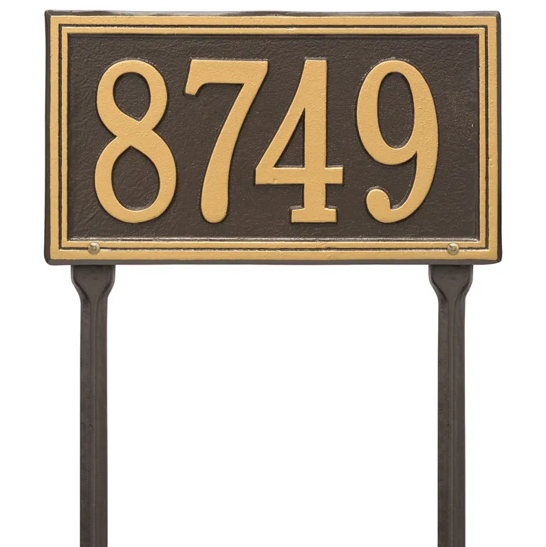 Whitehall 6122 Arch Marker Estate Lawn Address Plaque in Bronze and Gold