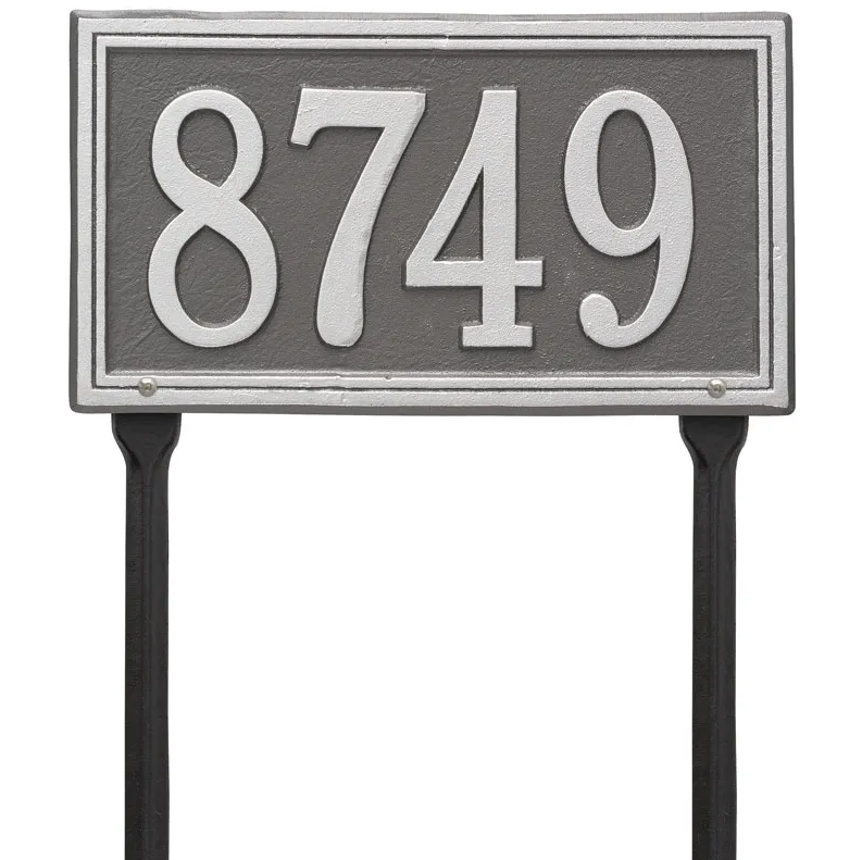Whitehall 6122 Arch Marker Estate Lawn Address Plaque in Pewter and Silver