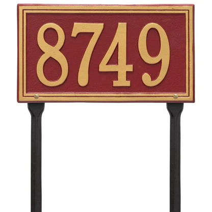 Whitehall 6122 Arch Marker Estate Lawn Address Plaque in Red and Gold