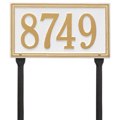 Whitehall 6122 Arch Marker Estate Lawn Address Plaque in White and Gold