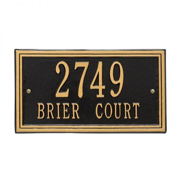 Whitehall 6131 Arch Marker Estate Lawn Address Plaque in Black and Gold