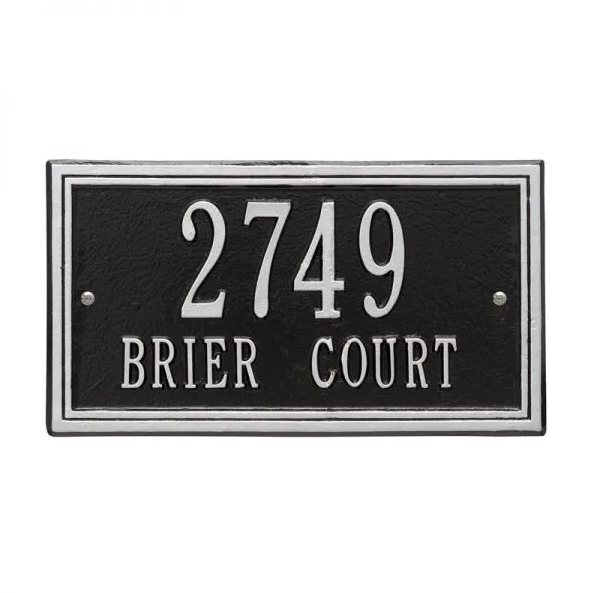 Whitehall 6131 Arch Marker Estate Lawn Address Plaque in Black and Silver