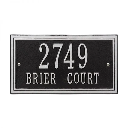 Whitehall 6131 Arch Marker Estate Lawn Address Plaque in Black and Silver