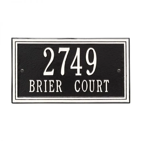 Whitehall 6131 Arch Marker Estate Lawn Address Plaque in Black and White