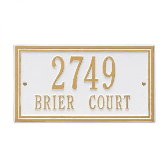 Whitehall 6131 Arch Marker Estate Lawn Address Plaque in White and Gold