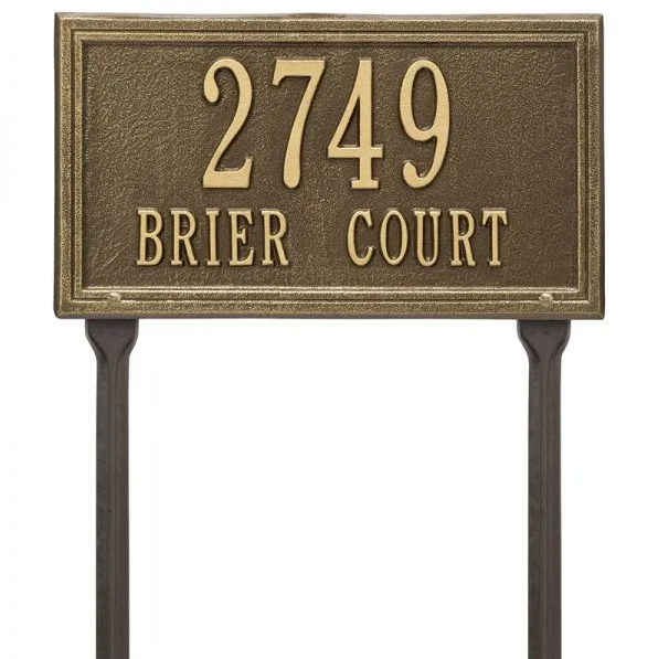 Whitehall 6136 Arch Marker Estate Lawn Address Plaque in Antique Brass