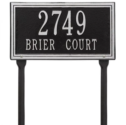 Whitehall 6136 Arch Marker Estate Lawn Address Plaque in Black and Silver