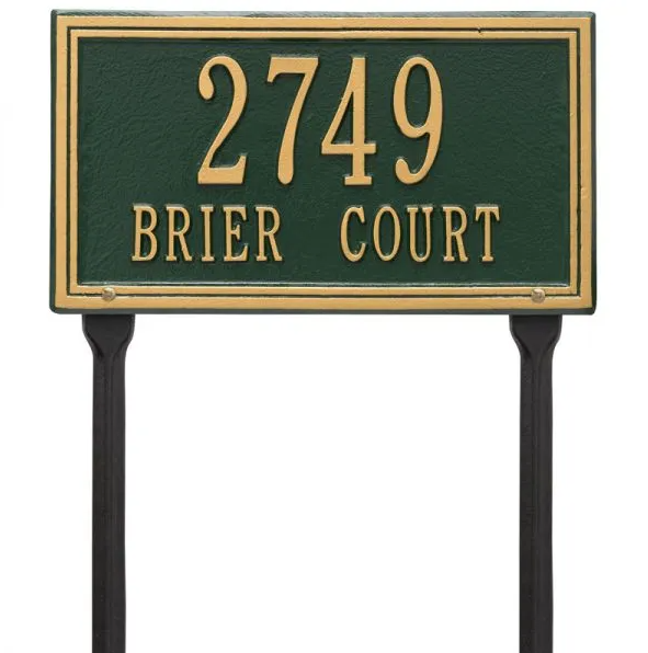 Whitehall 6136 Arch Marker Estate Lawn Address Plaque in Green and Gold