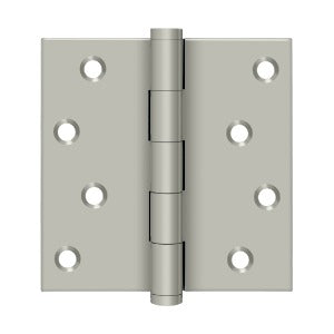 Deltana 4 x 4 Inch Solid Brass Square Corner Residential, Zig-zag Hole Pattern Hinge - Pair