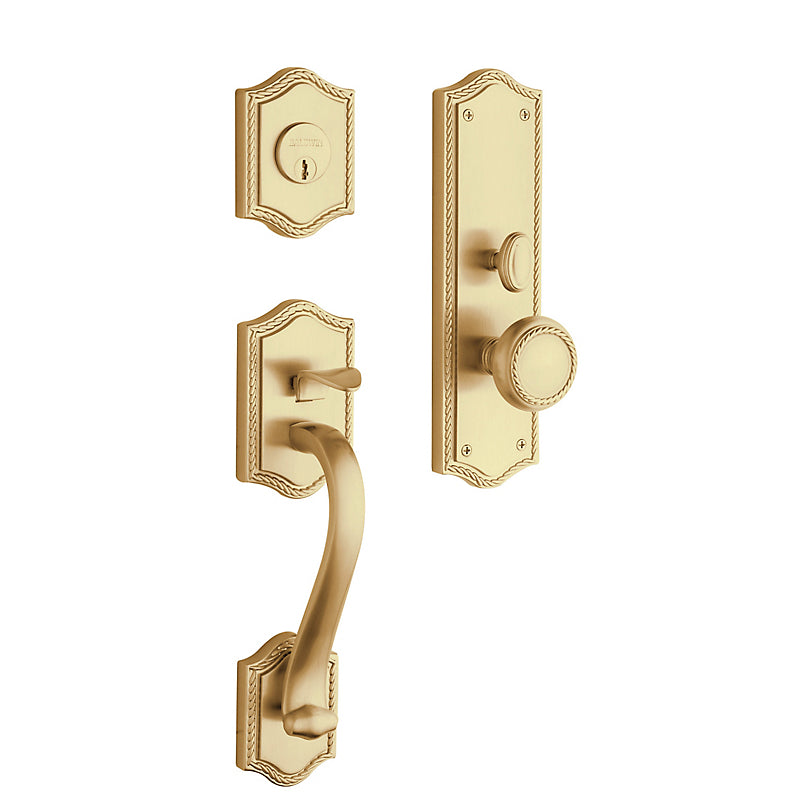 Baldwin Bristol Mortise Entry Handleset - Laquered Vintage Brass