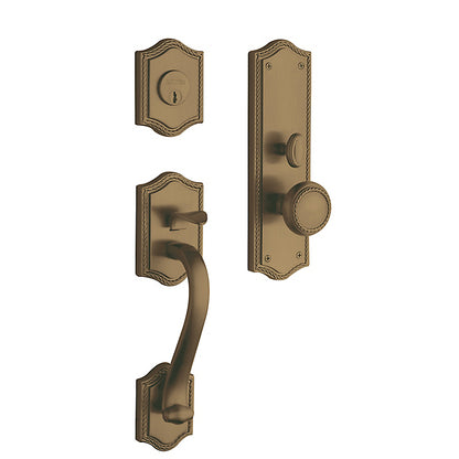 Baldwin Bristol Mortise Entry Handleset - Satin Brass and Brown