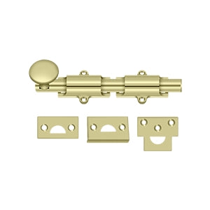 Deltana 6 Inch Heavy Duty Surface Bolt - Polished Brass