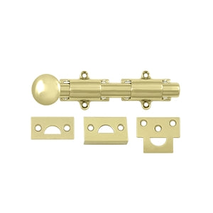 Deltana 6 Inch Heavy Duty Surface Bolt - Unlacquered Brass