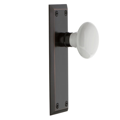 Nostalgic Warehouse New York Plate with White Porcelain Knob