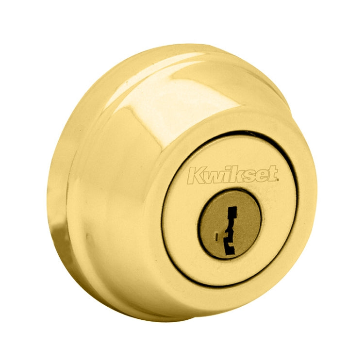Kwikset Single Cylinder Deadbolt - Bright Brass Shown