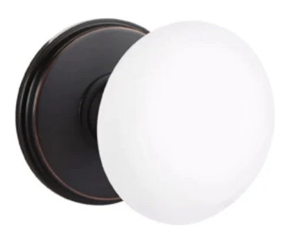 Emtek Ice White Knob With Watford Oil Rubbed Bronze