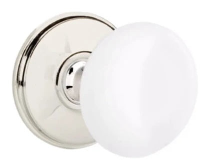 Emtek Ice White Knob With Watford Polished Nickel