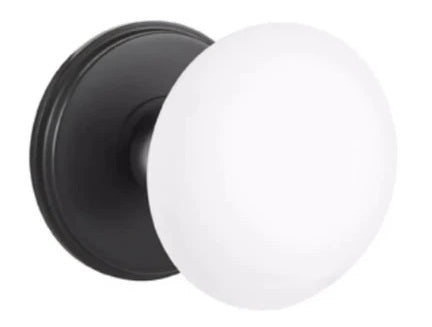 Emtek Ice White Knob With Watford Flat Black