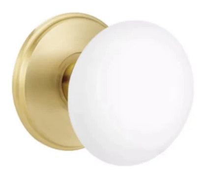 Emtek Ice White Knob With Watford Satin Brass
