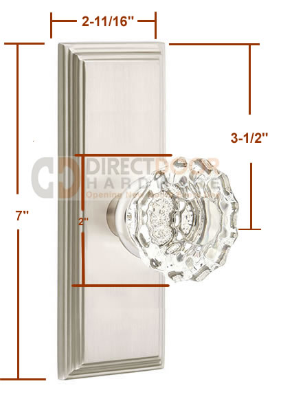 Emtek Astoria Crystal Knob with 7 Inch Wilshire Sideplate
