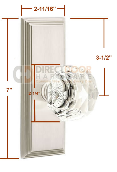 Emtek Diamond Crystal Knob with 7 Inch Wilshire Sideplate