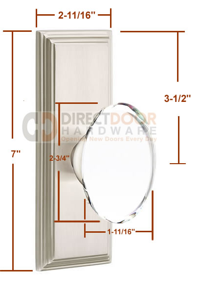 Emtek Hampton Crystal Knob with 7 Inch Wilshire Sideplate