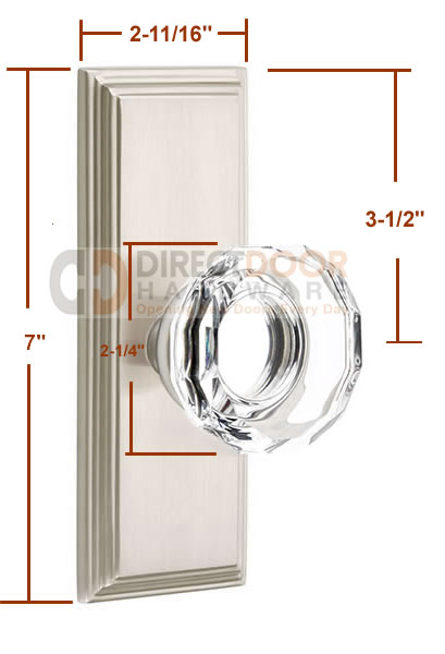 Emtek Lowell Crystal Knob with 7 Inch Wilshire Sideplate