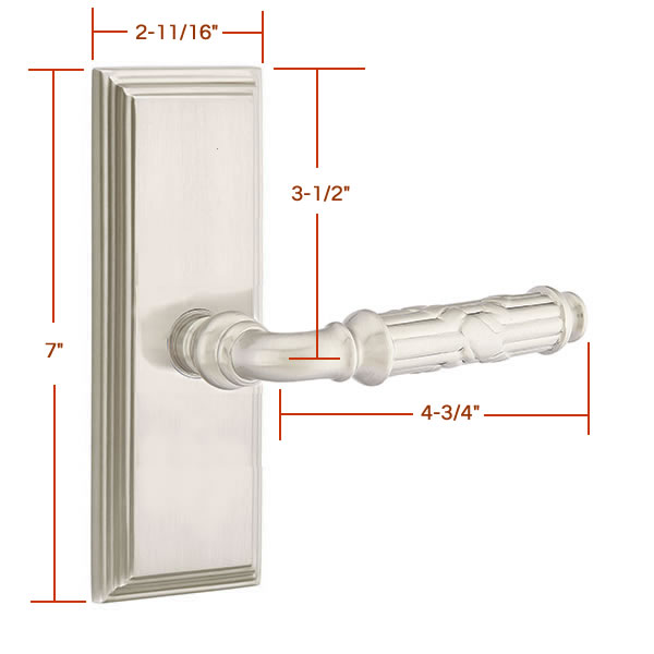 Emtek Ribbon and Reed Lever with 7 Inch Wilshire Sideplate