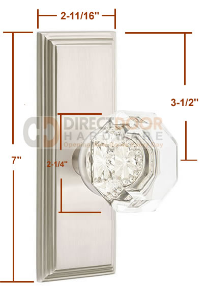 Emtek Old Town Crystal Knob with 7 Inch Wilshire Sideplate